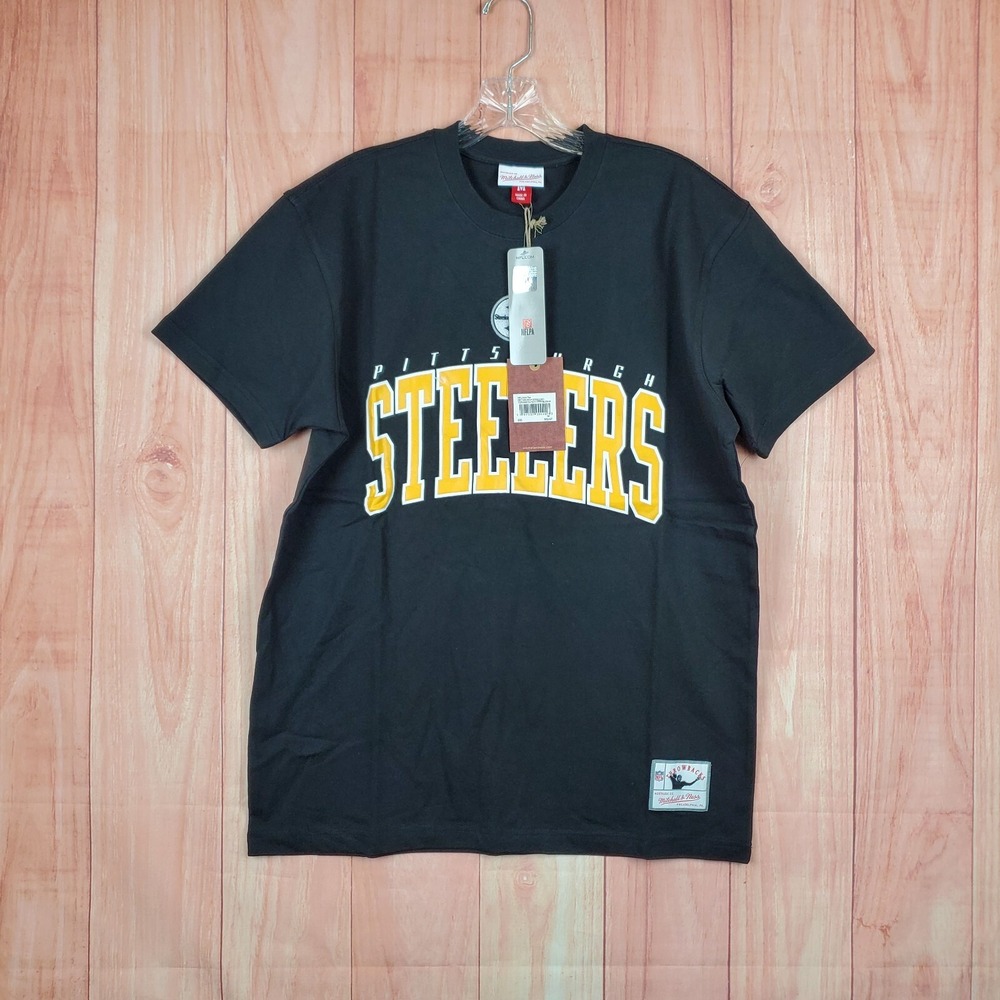 Mitchell & Ness Mens T-Shirt Sz Medium Black Pittsburgh Steelers Crew Pullover